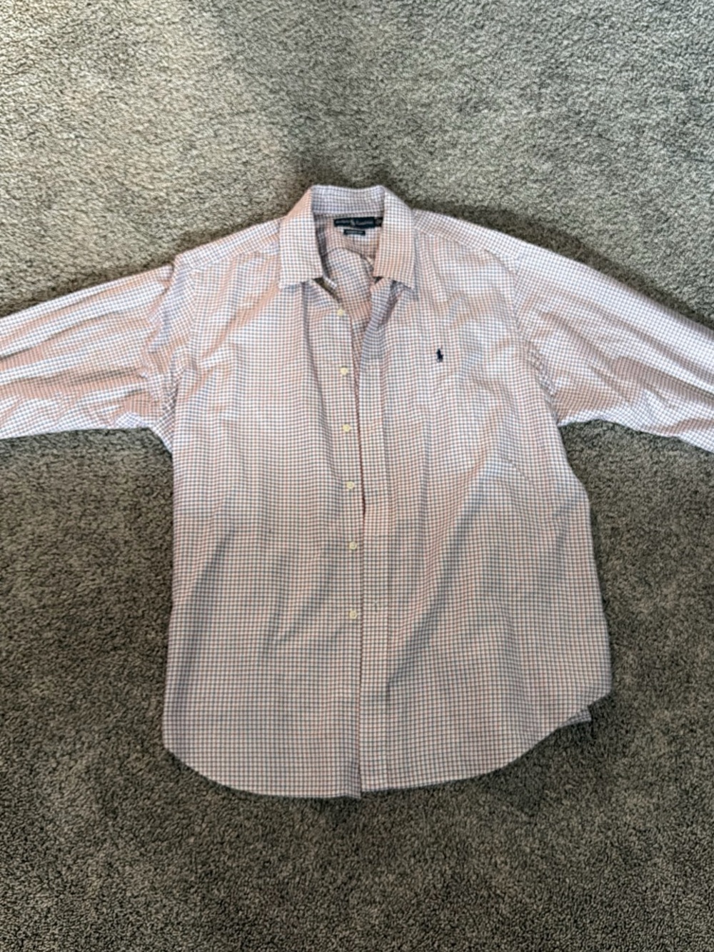 Polo by Ralph Lauren Light Pink and White Check Long-Sleeve Dress Shirt